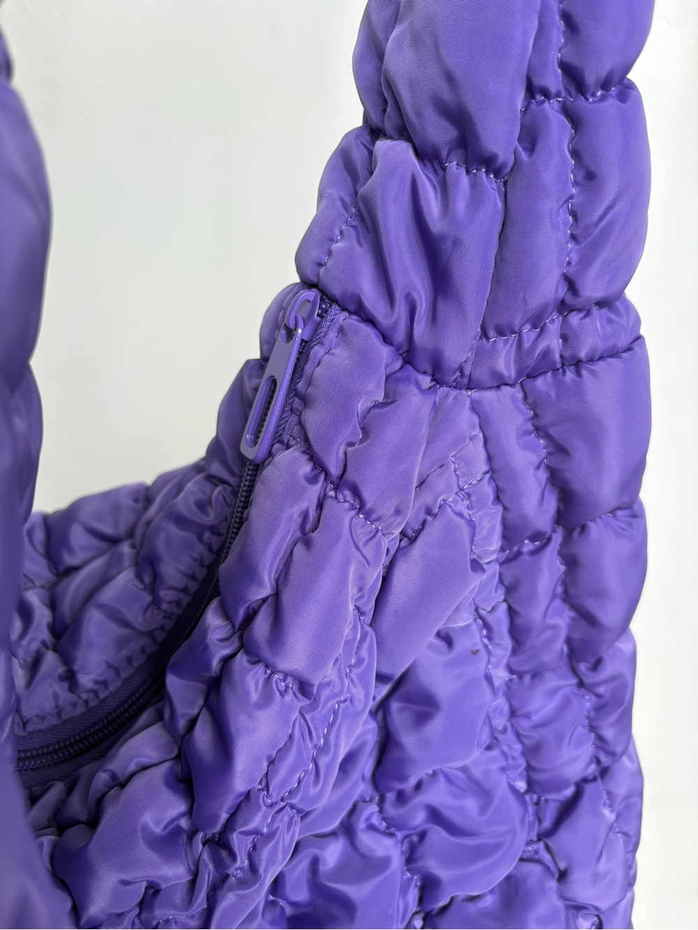 Puffy Quilted Shoulder Bag in Purple - Picture 2 of 4